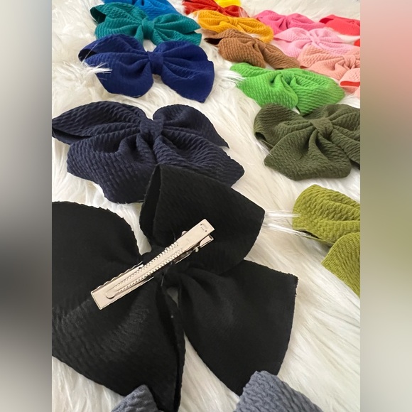 🎀NEW 30 - 5.5” INCH BOHO WAFFLE BOWS W ALLIGATOR CLIPS OR PONYTAIL/HEADBAND! - Picture 7 of 7